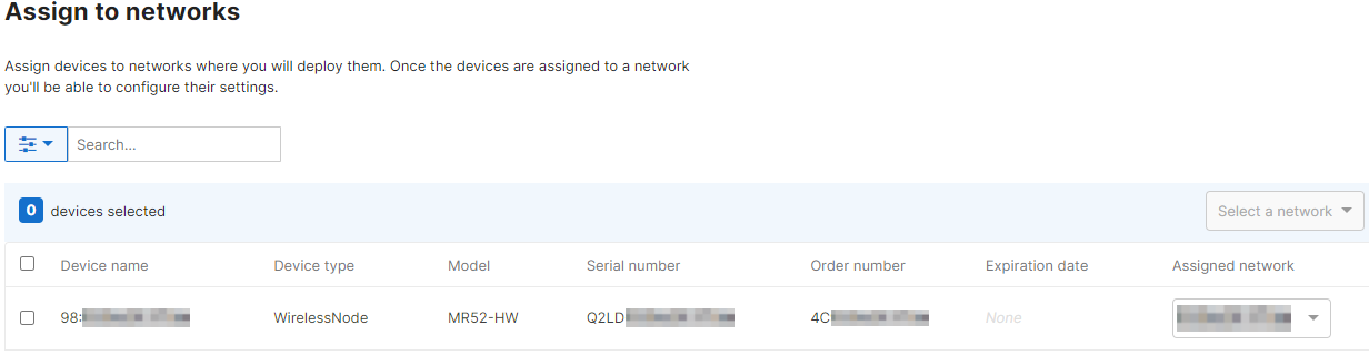 Meraki Dashboard — Assign Device เข้า Network