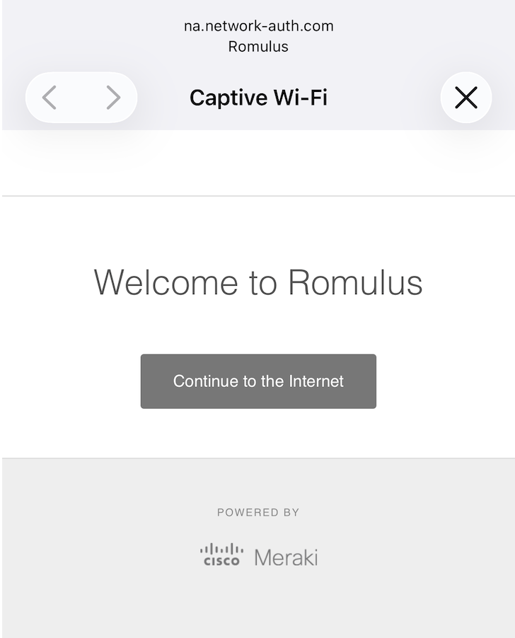 Meraki Dashboard — Splash Page Click-through Example