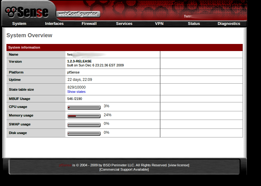 pfSense Web GUI