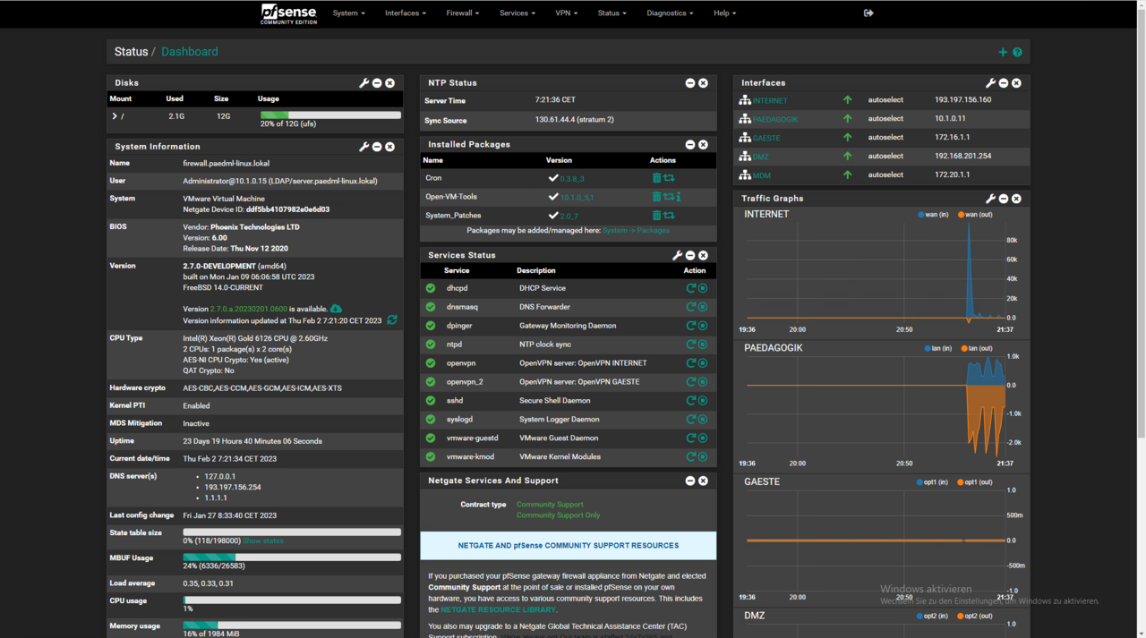 pfSense Dashboard 2.7.0