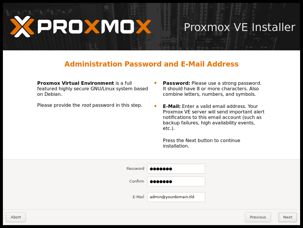 ตั้ง Root Password และ Email