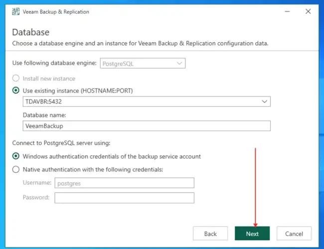 Database Wizard ของ Veeam Backup & Replication