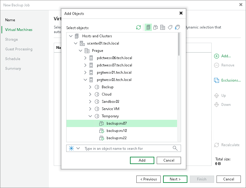 New Backup Job Wizard — เลือก VM ที่ต้องการ Backup